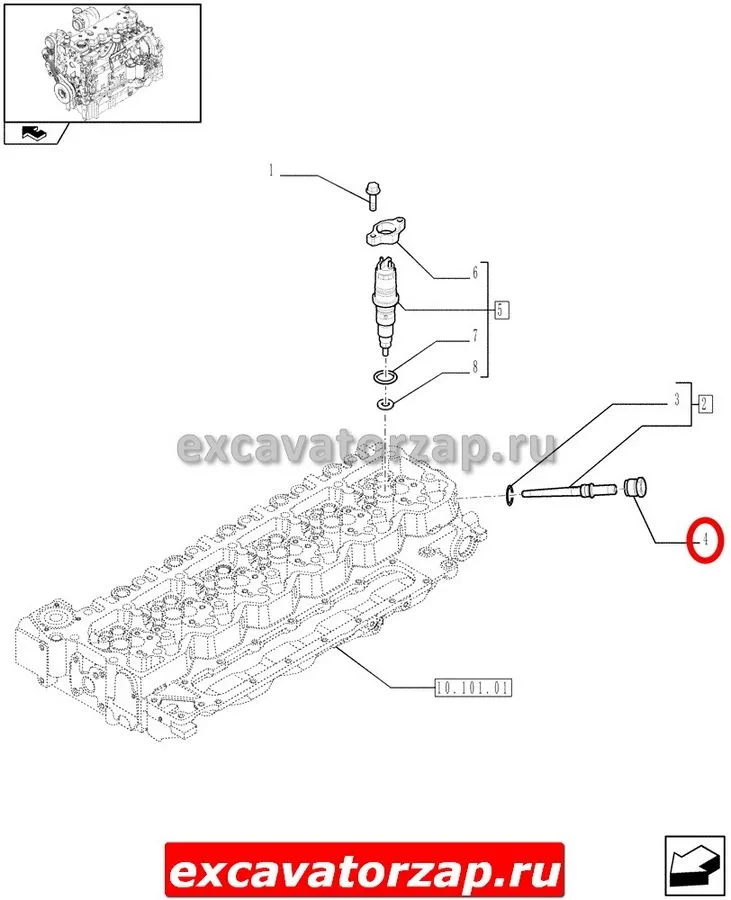 Прижим коннектора 4893739 двигателя экскаватора погрузчика New Holland B115