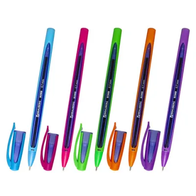 Ручка шариковая масляная BRAUBERG "BOMB GT Color", СИНЯЯ, прорезиненный корпус ассорти, узел 0,7 мм, линия письма 0,35 мм