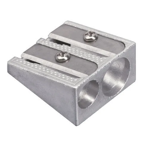 Точилка BRAUBERG "Style", металлическая клиновидная, 2 отверстия, в картонной коробке