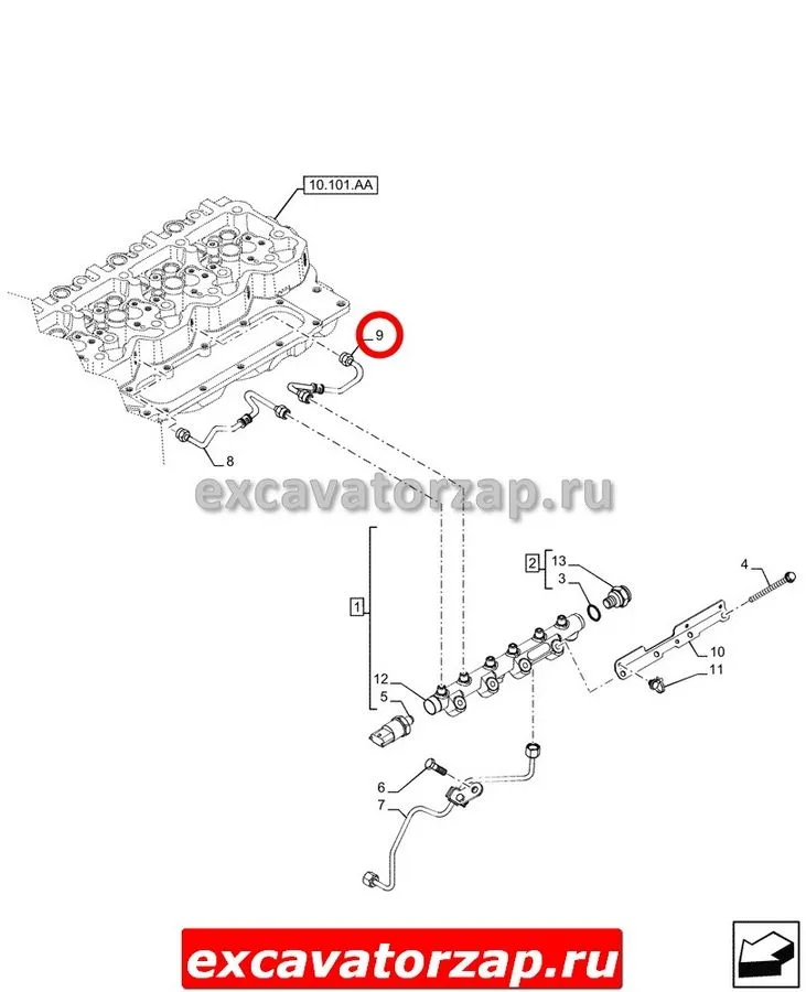 Трубопровод топливный 504323096 экскаватора погрузчика New Holland B115