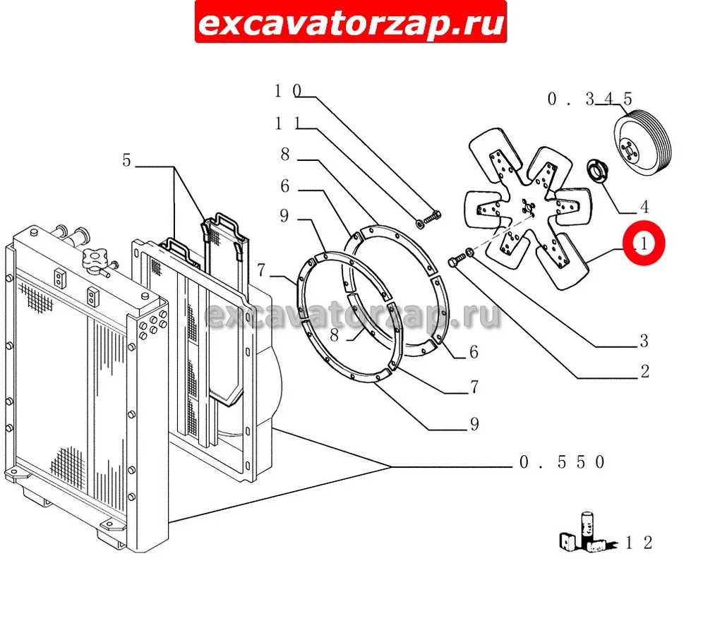 Вентилятор (крыльчатка) 76071371 бульдозера New Holland