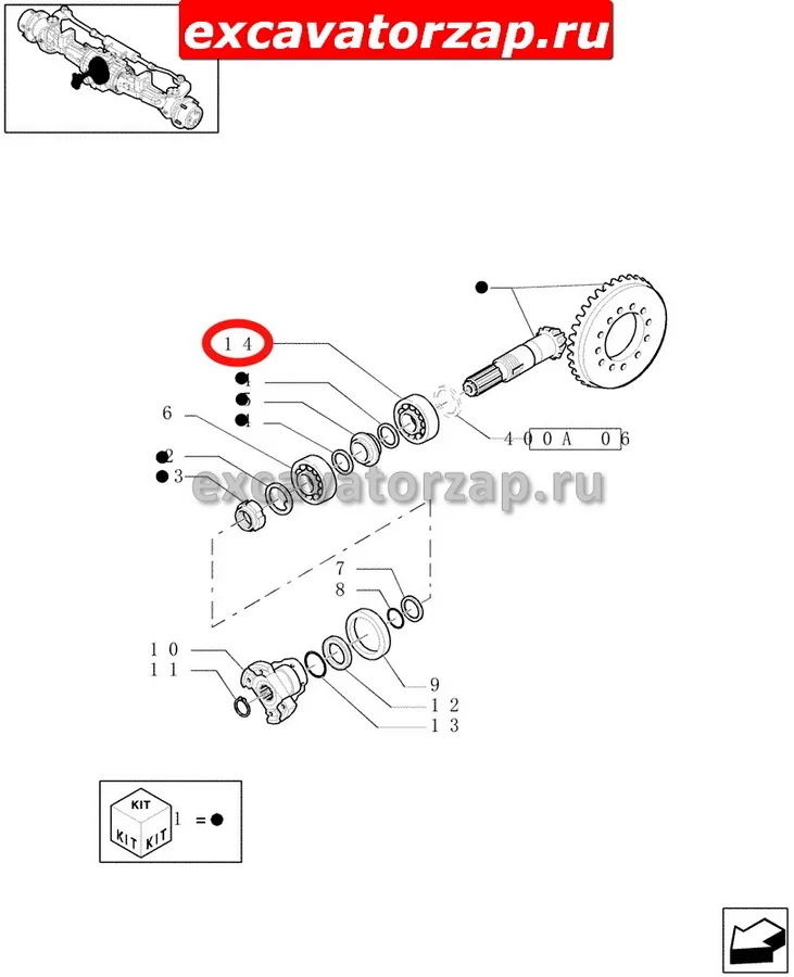 Подшипник 85812298 главной пары заднего моста экскаватора погрузчика New Holland B115