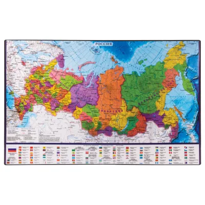 Коврик-подкладка настольный для письма (590х380 мм), с картой России, BRAUBERG