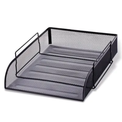 Лоток горизонтальный металлический для бумаг BRAUBERG "Germanium", А4 (260х337х77 мм), черный