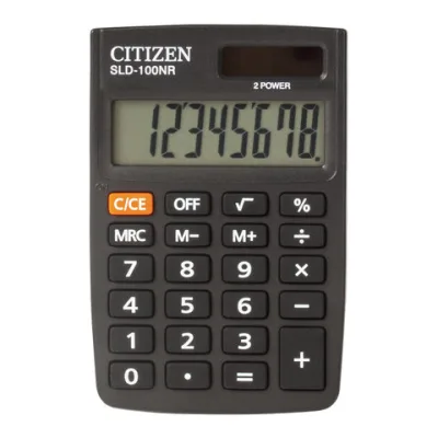 Калькулятор карманный Citizen SLD-100NR, 8 разрядов, двойное питание, 58*88*10мм, черный