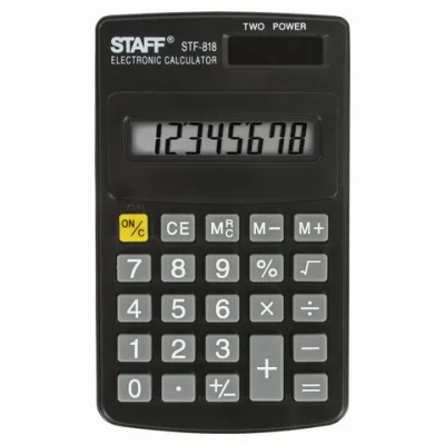 Калькулятор карманный STAFF STF-818 (102х62 мм), 8 разрядов, двойное питание