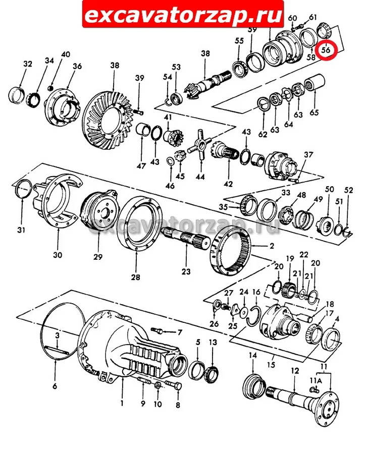 Подшипник 81845711 дифференциала заднего моста экскаватора погрузчика New Holland B115