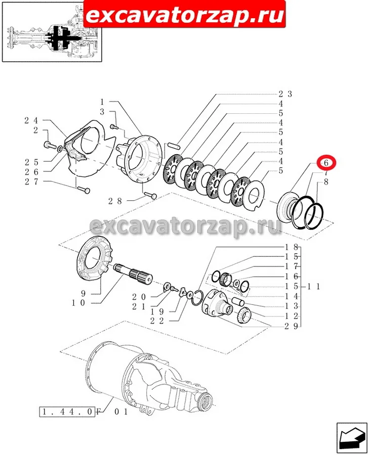 Поршень тормозной 87542345 заднего моста экскаватора погрузчика New Holland B115