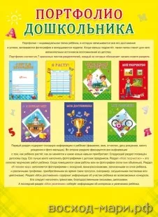 Комплект разд. д/оформления портфолио дошкол-ка (7 вкл.) желтый