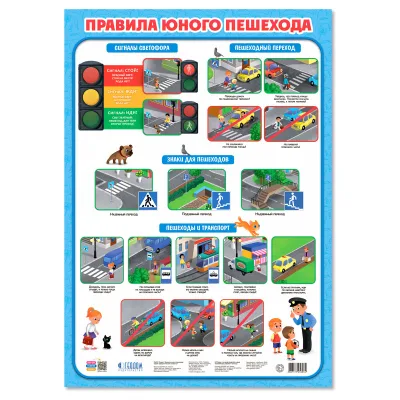Плакат дидактический Геодом "Правила юного пешехода", 450*640мм 4607177456034