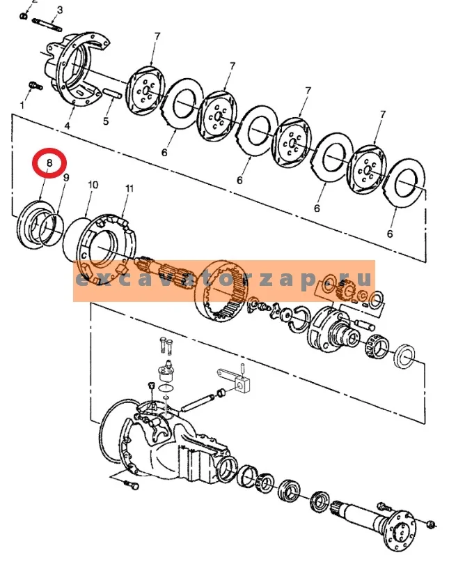 Поршень 82030231 заднего моста экскаватора погрузчика New Holland B110