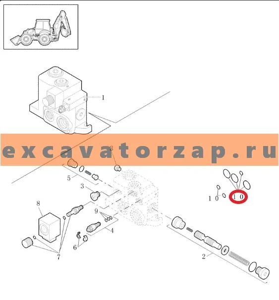 Ремкомплект 85819148 межсекционный гидрораспределителя экскаватора погрузчика NEW HOLLAND B115
