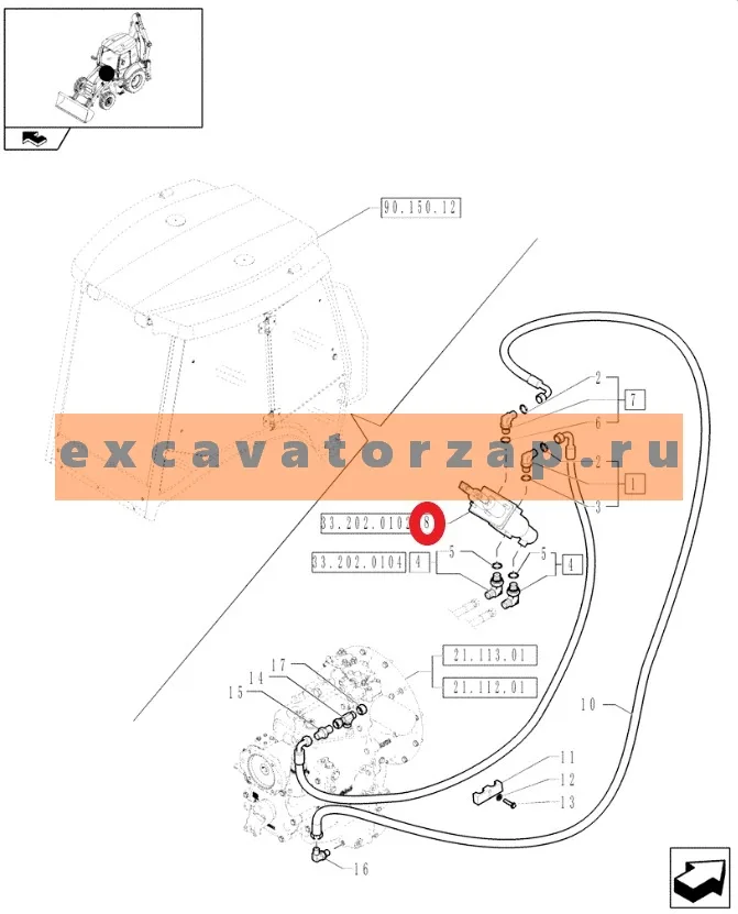 Главный тормозной цилиндр 87714038 FTS экскаватора погрузчика New Holland B115