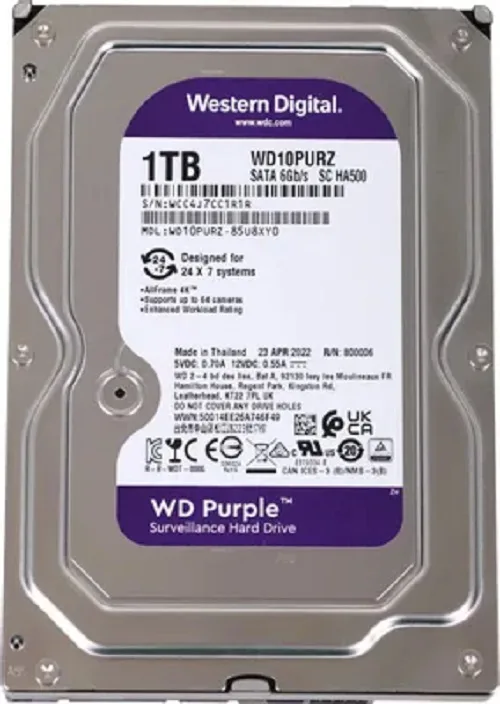 Жесткий диск WD SATA-III 1TB WD10PURZ Surveillance Purple (5400rpm) 64Mb 3.5"