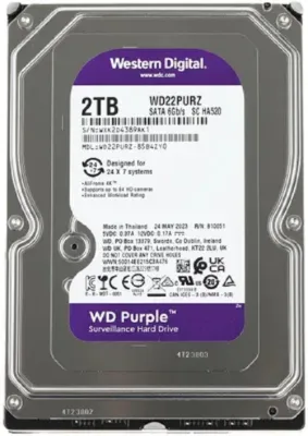 Жесткий диск WD SATA-III 2TB WD22PURZ Surveillance Purple (5400rpm) 256Mb 3.5"