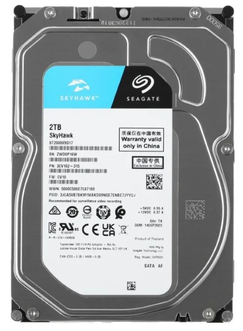 Жесткий диск Seagate SATA-III 2TB ST2000VX017 Surveillance Skyhawk 4KN (5400rpm) 256Mb 3.5"