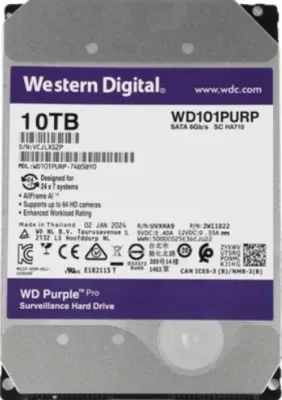 Жесткий диск WD SATA-III 10TB WD101PURP Surveillance Purple Pro (7200rpm) 256Mb 3.5"