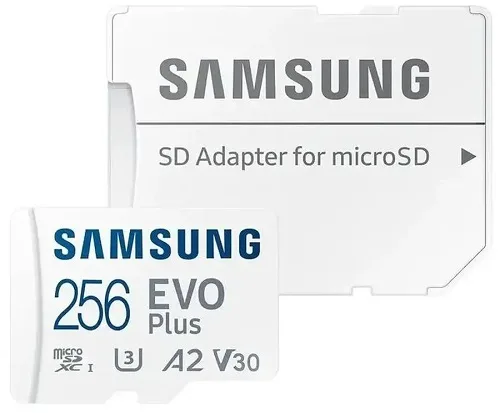 Карта памяти microSDXC UHS-I U3 Samsung EVO Plus 256 ГБ, 160 МБ/с, Class 10, MB-MC256SA, 1 шт.