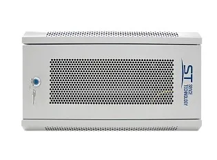 Шкаф телекоммуникационный настенный ST-NCP6U02 (СЕРЫЙ) С ПОЛКОЙ, перфорированная дверь