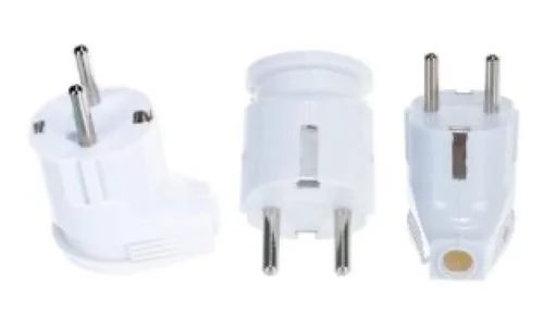 Вилка угловая с заземлением белая (А105)