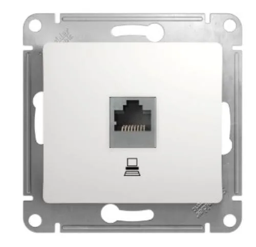 Glossa розетка RJ45 1-местная, кат. 5Е, скрытой установки, механизм, белый (GSL000181K)