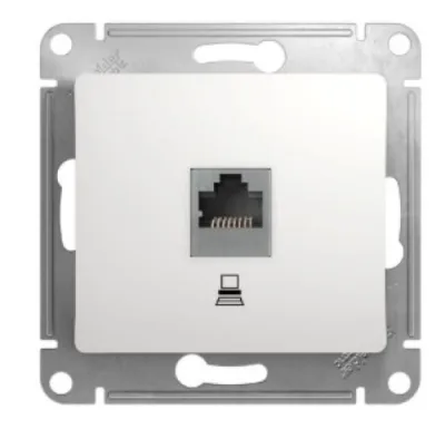 Glossa розетка RJ45 1-местная, кат. 5Е, скрытой установки, механизм, белый (GSL000181K)