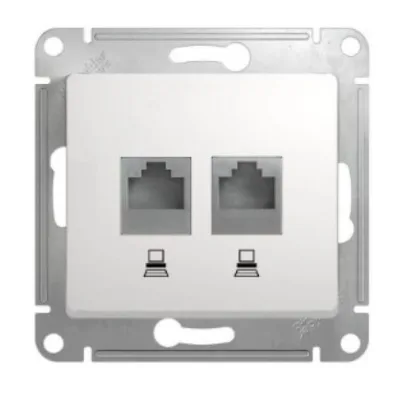 Glossa розетка RJ45+RJ45 2-местная, кат. 5Е, скрытой установки, механизм, белый (GSL000185KK)