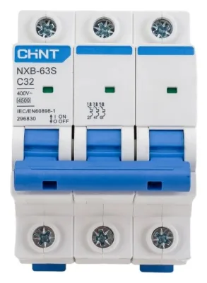 Выключатель автоматический модульный 3п C 32А 4.5кА NXB-63S (R) CHINT 296830
