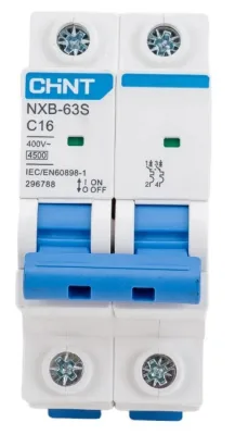Выключатель автоматический модульный 2п C 16А 4.5кА NXB-63S (R) CHINT 296788