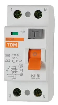 Устройство защитного отключения УЗО ВД1-63 2П 25А 30мА TDM 0203-0008