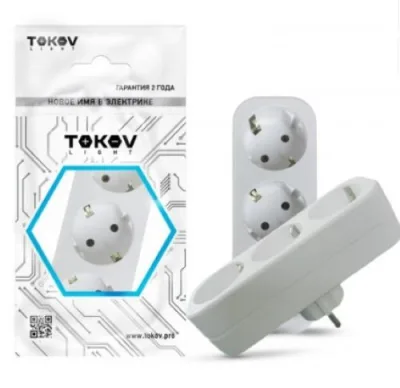 Разветвитель 3-м с заземл. 16А 250В IP20 полипропилен бел. TOKOV ELECTRIC TKL-S3Z-C01