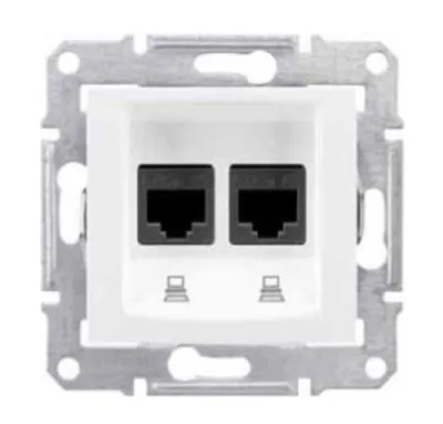 Sedna Розетка компьютерная RJ45х2 категория 5e в рамку белая