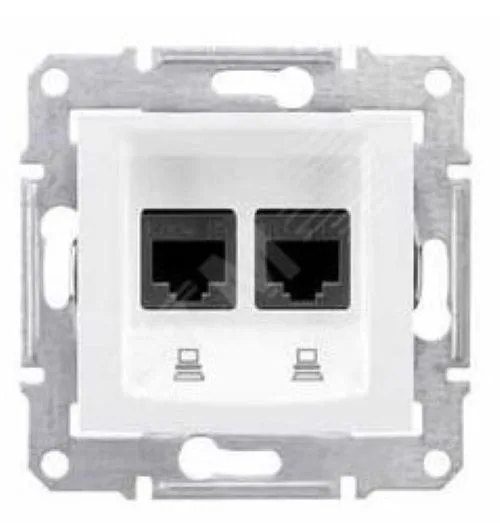 Sedna Розетка компьютерная RJ45х2 категория 5e в рамку белая
