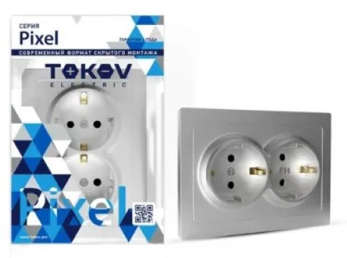 Розетка 2-м СП Pixel 16А IP20 с заземл. защ. шторки в сборе бел. TOKOV ELECTRIC TKE-PX-R2FZSF-C01