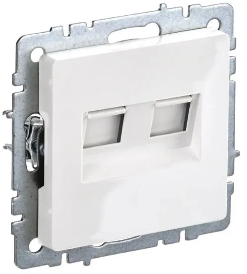 Розетка компьютерная двойная СП RJ45 кат.5E BRITE РК10-2-БрБ механизм бел. IEK BR-K20-1-K01