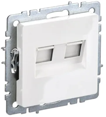 Розетка компьютерная двойная СП RJ45 кат.5E BRITE РК10-2-БрБ механизм бел. IEK BR-K20-1-K01