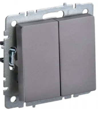 Выключатель 2-кл. СП BRITE ВС10-2-0-БрС 10А сталь IEK BR-V20-0-10-K46