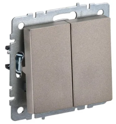 Выключатель 2-кл. СП BRITE ВС10-2-0-БрШ 10А шампань IEK BR-V20-0-10-K37