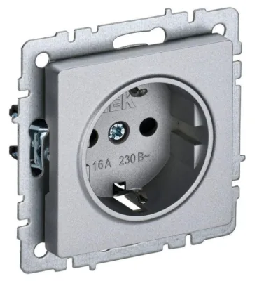 Розетка BRITE РС11-1-0-БрА 16А с заземл. без защ. шторки алюм. IEK BR-R11-16-K47