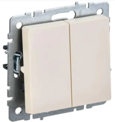 Выключатель 2-кл. СП BRITE ВС10-2-0-БрКр 10А беж. IEK BR-V20-0-10-K10