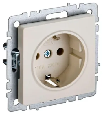 Розетка BRITE РС11-1-0-БрКр 16А с заземл. без защ. шторки беж. IEK BR-R11-16-K10