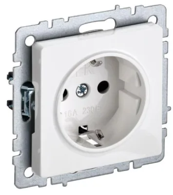Розетка BRITE РС11-1-0-БрБ 16А с заземл. без защ. шторки бел. IEK BR-R11-16-K01