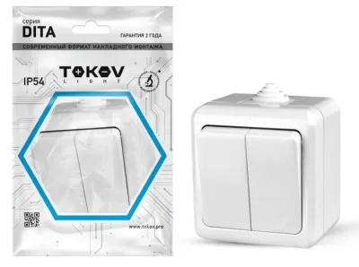 Выключатель 2-кл. ОП Dita IP54 10А 250В бел. TOKOV ELECTRIC TKL-DT-V2-C01-IP54