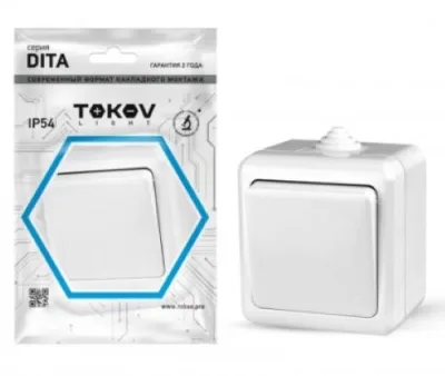 Выключатель 1-кл. ОП Dita IP54 10А 250В бел. TOKOV ELECTRIC TKL-DT-V1-C01-IP54