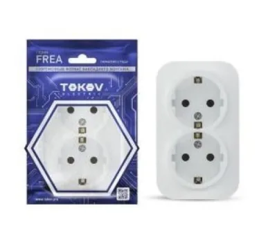 Розетка 2-м ОП Frea 16А IP20 250В с заземл. АБС-пластик бел. TOKOV ELECTRIC TKE-FR-R2Z-C01