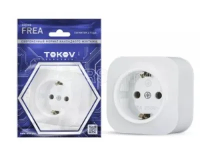 Розетка 1-м ОП Frea 16А IP20 250В с заземл. АБС-пластик бел. TOKOV ELECTRIC TKE-FR-R1Z-C01