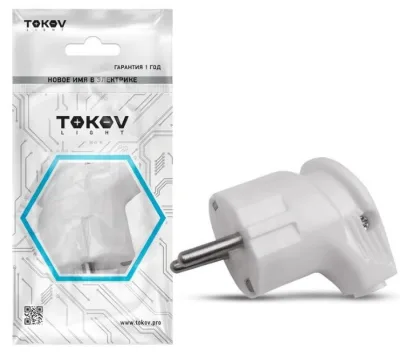 Вилка угловая 16А 250В с заземл. бел. TOKOV ELECTRIC TKL-PLUZ-C01