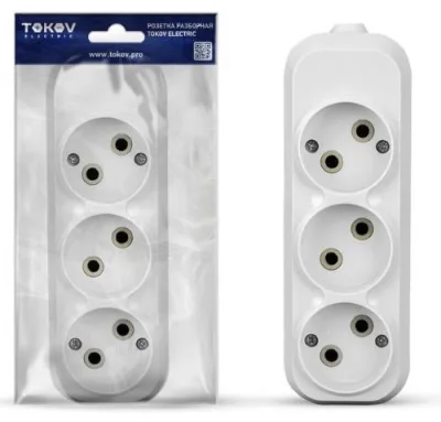 Колодка удлинителя 3-м 10А без заземл. АБС-пластик бел. TOKOV ELECTRIC TKE-C01-KU3