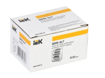 Шина на DIN-рейку в корпусе (кросс-модуль) ШНК 4х7 3L+PEN IEK YND10-4-07-100