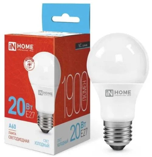 Лампа светодиодная LED-A60-VC 20Вт грушевидная 230В E27 6500К 1900лм IN HOME 4690612020310